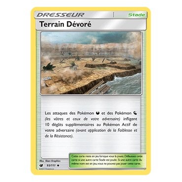 Carte Terrain Dévoré - Peu commune de Pokémon Invasion Carmin 93/111