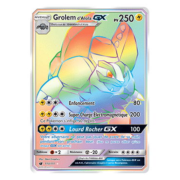 Grolem d'Alola 113/111 : Joyau Arc-en-ciel rare de l'extension Pokémon Invasion Carmin