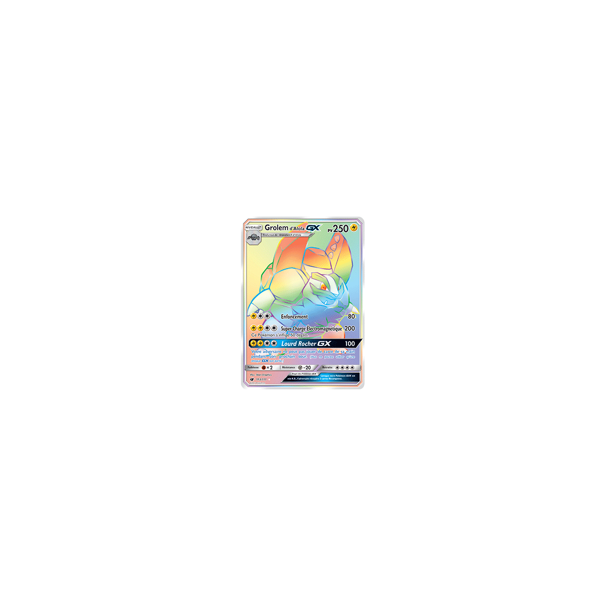 Grolem d'Alola 113/111 : Joyau Arc-en-ciel rare de l'extension Pokémon Invasion Carmin