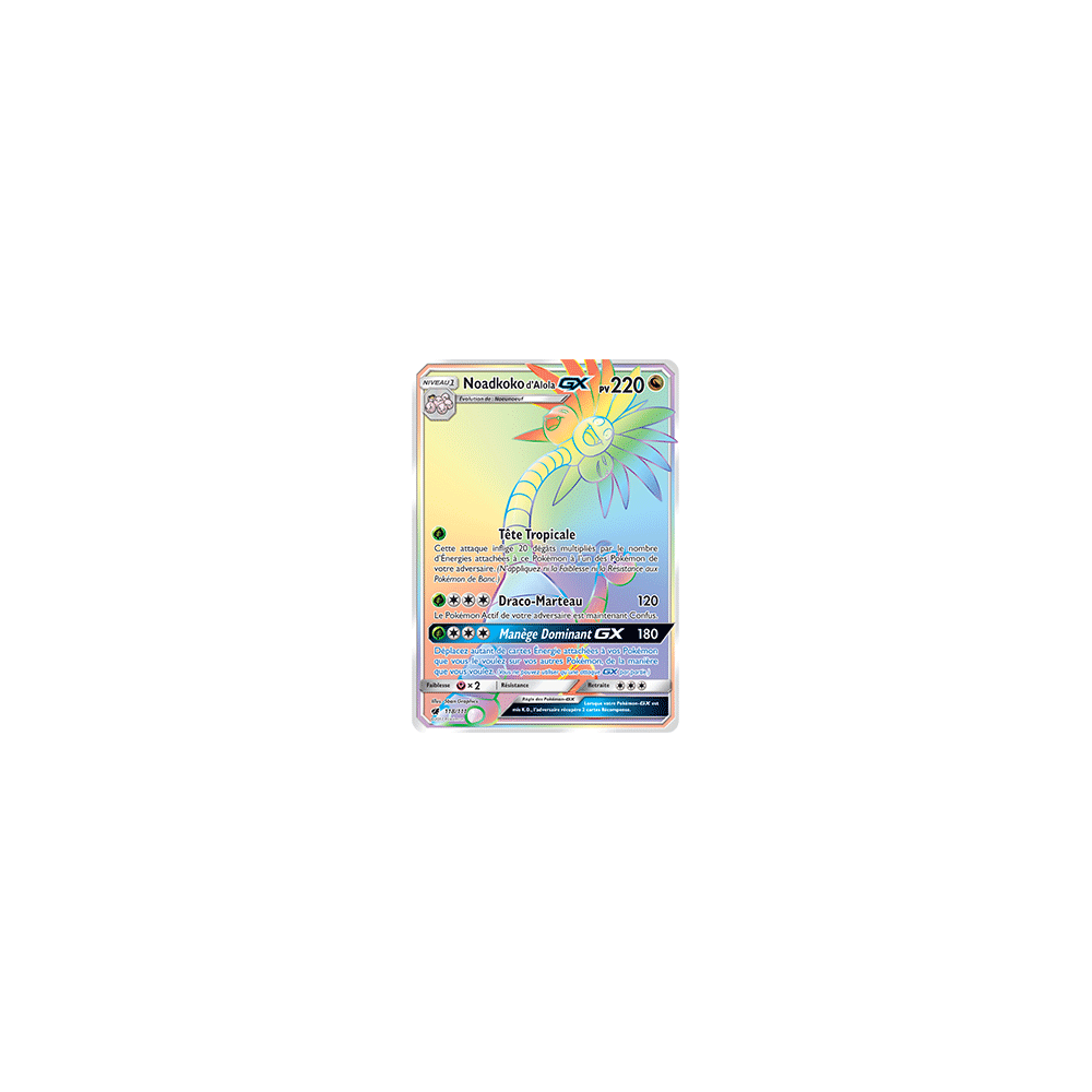 Carte Noadkoko d'Alola - Arc-en-ciel rare de Pokémon Invasion Carmin 118/111