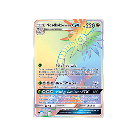 Carte Noadkoko d'Alola - Arc-en-ciel rare de Pokémon Invasion Carmin 118/111