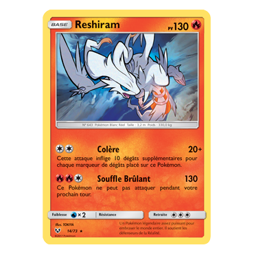 Reshiram 14/73 : Joyau Holographique rare Pokémon Légendes Brillantes