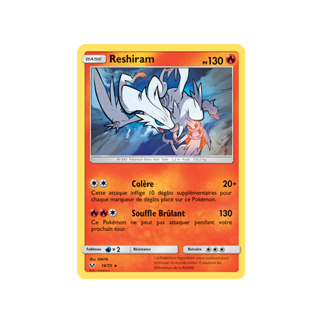 Reshiram 14/73 : Joyau Holographique rare Pokémon Légendes Brillantes