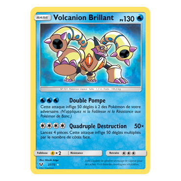 Carte Volcanion Brillant - Brillant rare de Pokémon Légendes Brillantes 27/73