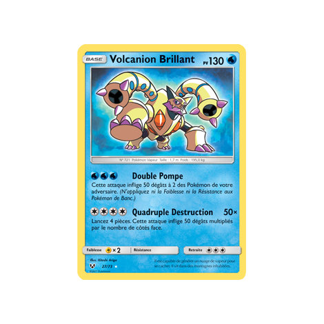 Carte Volcanion Brillant - Brillant rare de Pokémon Légendes Brillantes 27/73