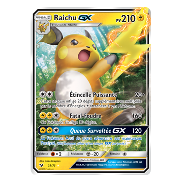 Raichu 29/73 : Joyau Holographique rare GX Pokémon Légendes Brillantes