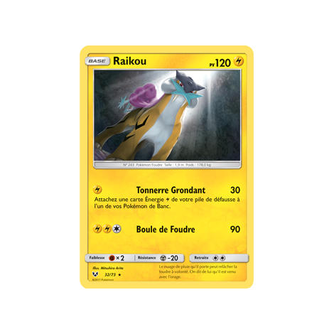 Raikou 32/73 : Joyau Holographique rare Pokémon Légendes Brillantes
