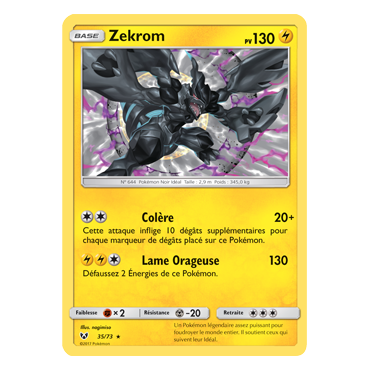 Carte Zekrom - Holographique rare de Pokémon Légendes Brillantes 35/73