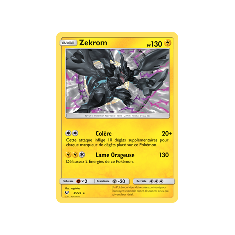 Carte Zekrom - Holographique rare de Pokémon Légendes Brillantes 35/73