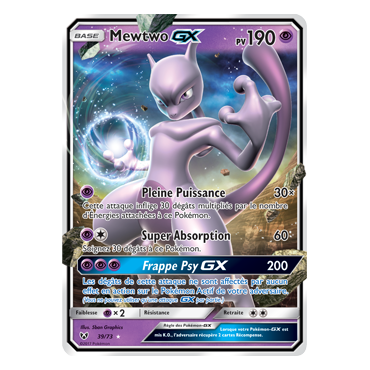 Découvrez Mewtwo, carte Holographique rare GX de la série Légendes Brillantes