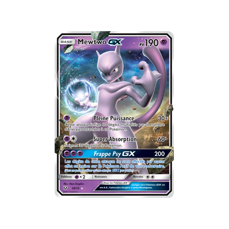 Découvrez Mewtwo, carte Holographique rare GX de la série Légendes Brillantes