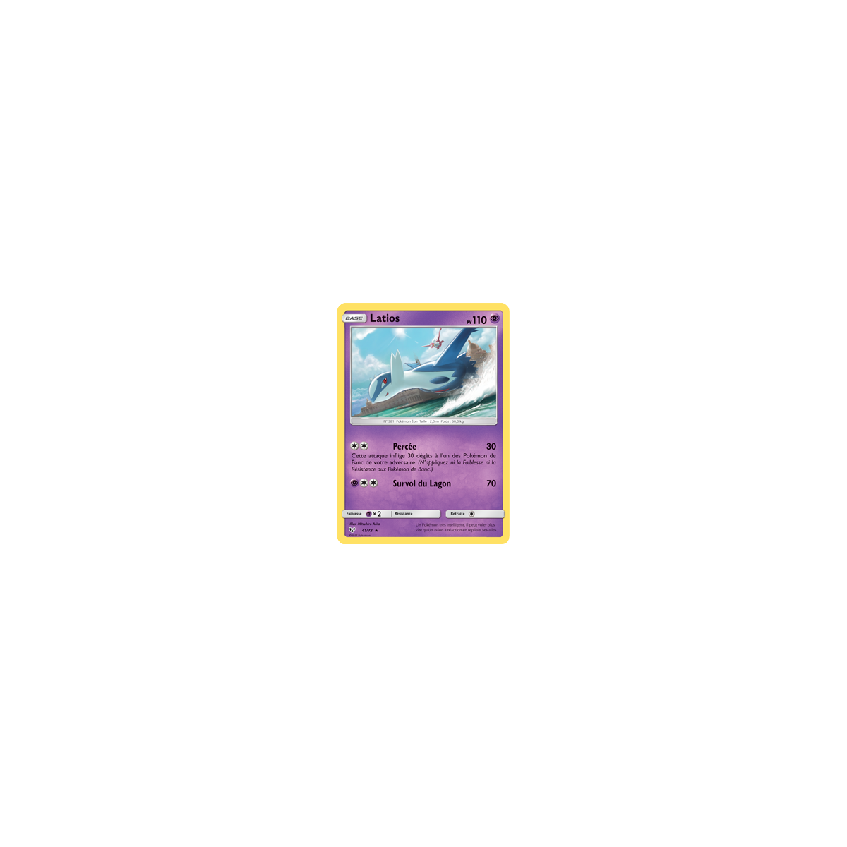 Carte Latios - Holographique rare de Pokémon Légendes Brillantes 41/73