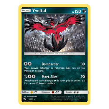 Découvrez Yveltal, carte Holographique rare de la série Légendes Brillantes