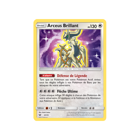 Arceus Brillant 57/73 : Joyau Brillant rare de l'extension Pokémon Légendes Brillantes