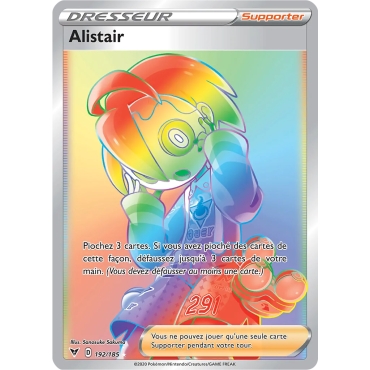 Alistair 192/185 : Joyau Arc-en-ciel rare de l'extension Pokémon Épée et Bouclier Voltage Éclatant