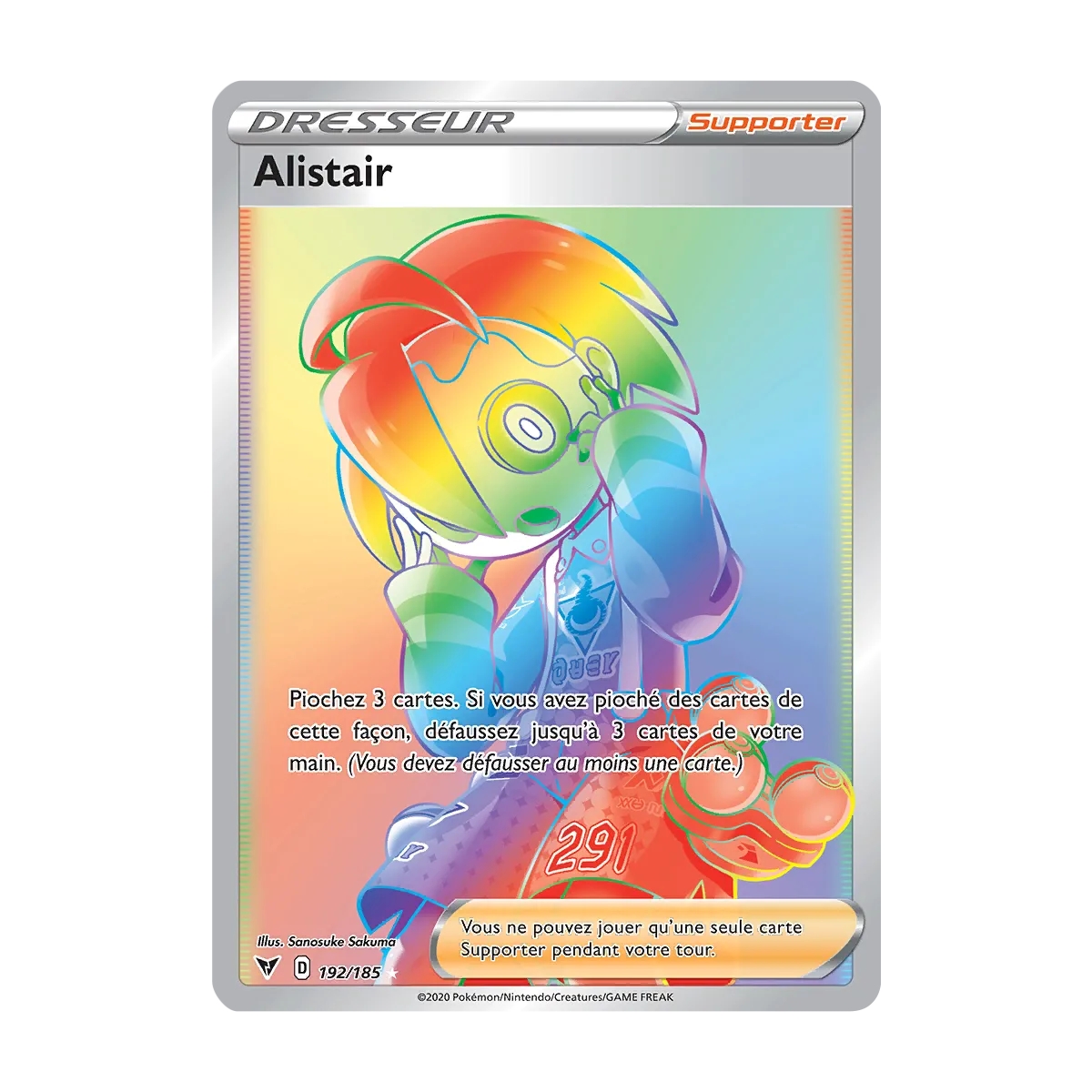 Alistair 192/185 : Joyau Arc-en-ciel rare de l'extension Pokémon Épée et Bouclier Voltage Éclatant