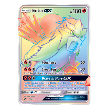 Découvrez Entei, carte Arc-en-ciel rare de la série Légendes Brillantes