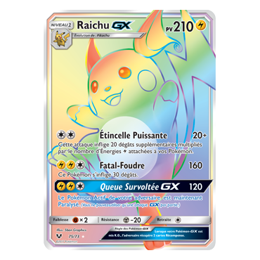 Carte Raichu - Arc-en-ciel rare de Pokémon Légendes Brillantes 75/73