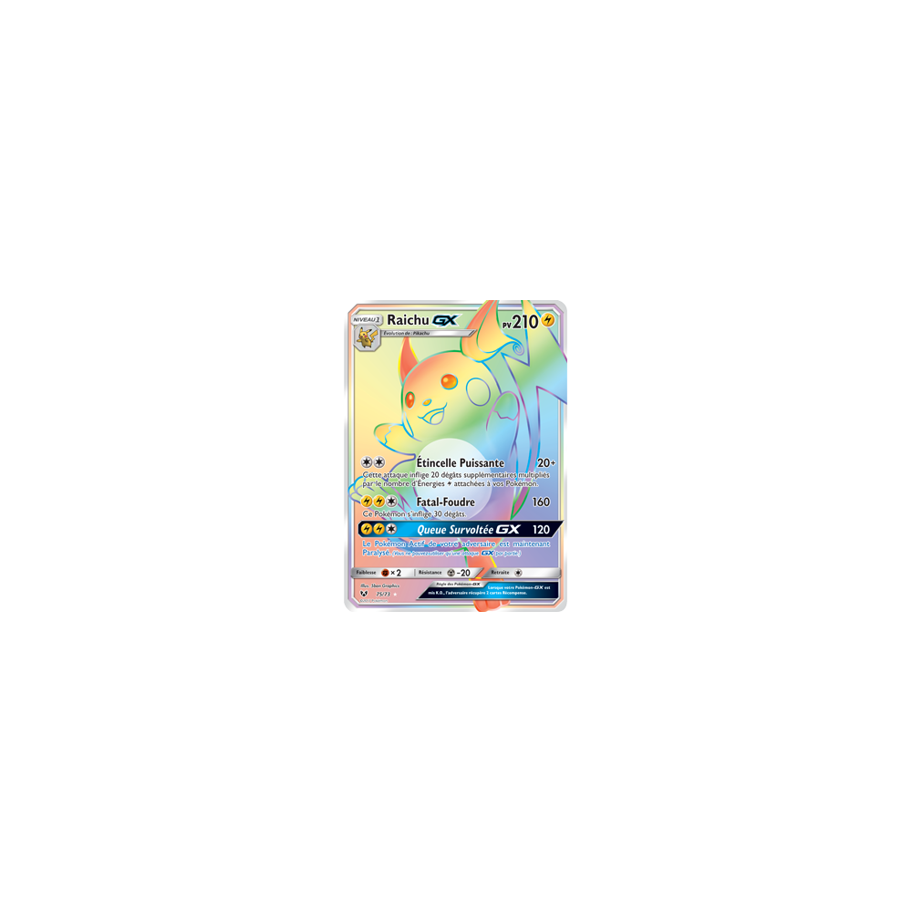 Carte Raichu - Arc-en-ciel rare de Pokémon Légendes Brillantes 75/73