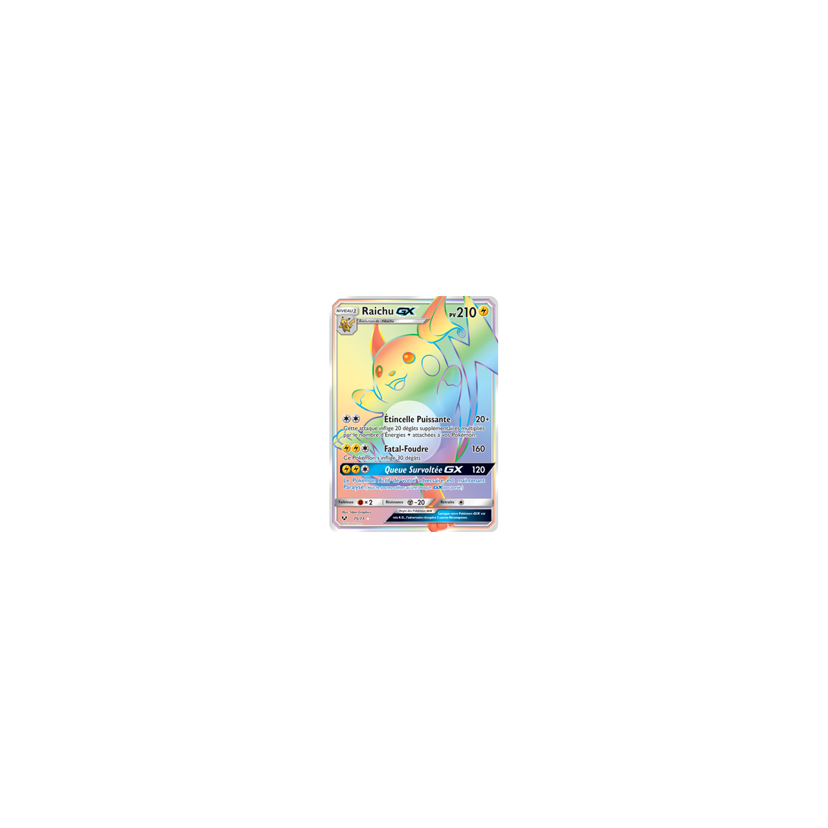 Carte Raichu - Arc-en-ciel rare de Pokémon Légendes Brillantes 75/73