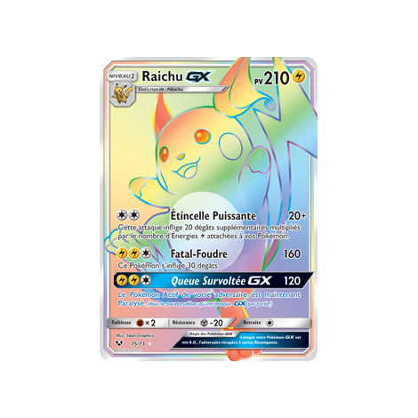 Carte Raichu - Arc-en-ciel rare de Pokémon Légendes Brillantes 75/73