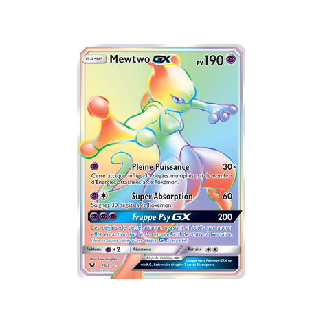 Mewtwo 76/73 : Joyau Arc-en-ciel rare de l'extension Pokémon Légendes Brillantes