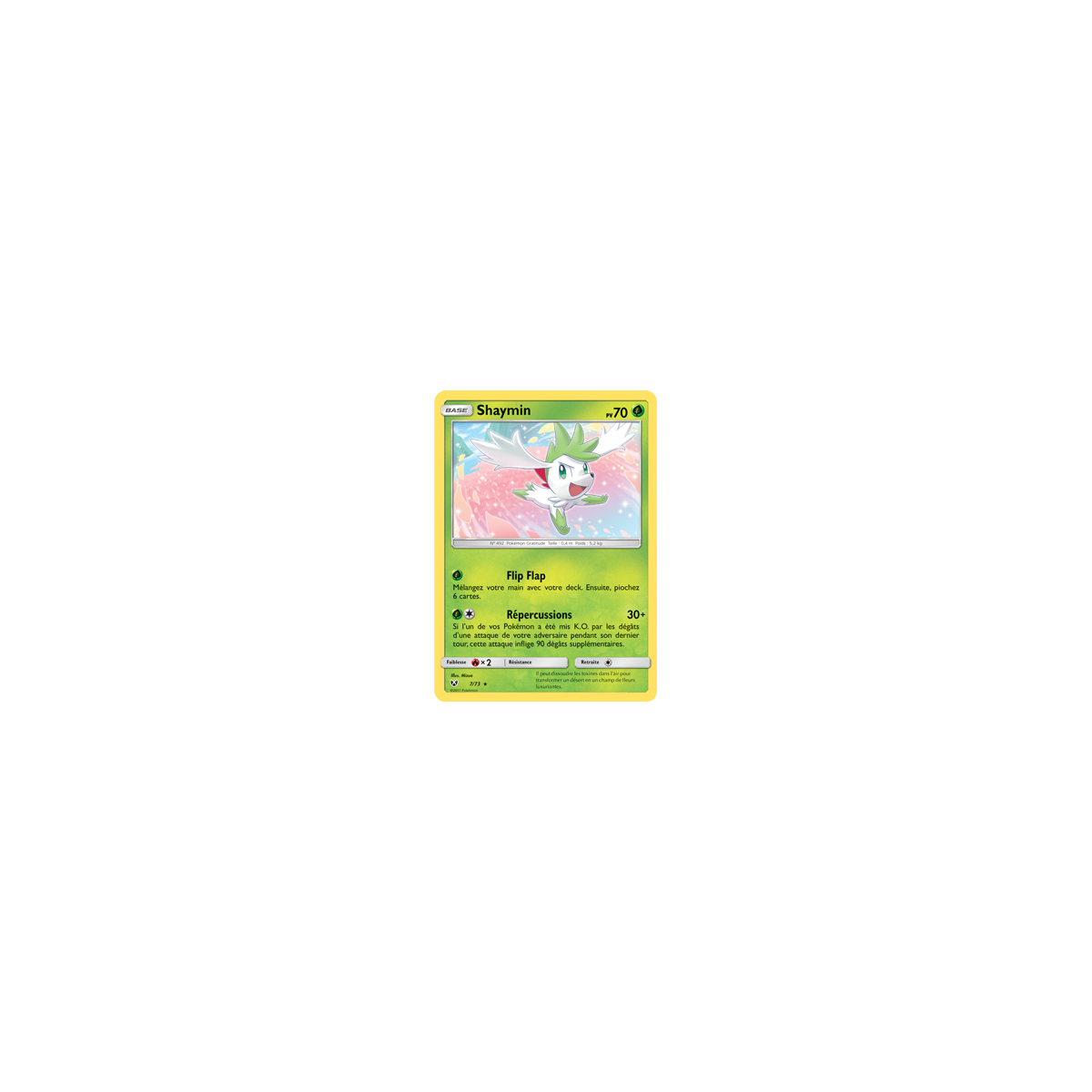 Carte Shaymin  Holographique rare de Pokémon Légendes Brillantes 07/73