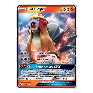Découvrez Entei, carte Holographique rare GX de la série Légendes Brillantes