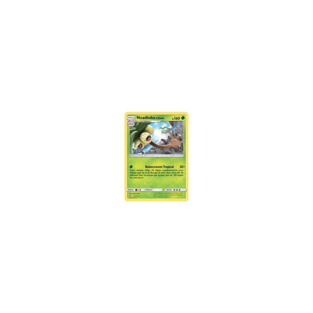 Carte Noadkoko d'Alola - Rare de Pokémon Lumière Interdite 2/131