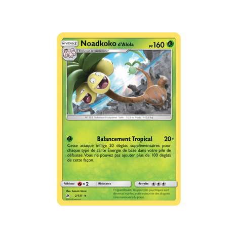 Carte Noadkoko d'Alola - Rare de Pokémon Lumière Interdite 2/131