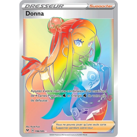 Carte Donna - Arc-en-ciel rare de Pokémon Épée et Bouclier Voltage Éclatant 196/185