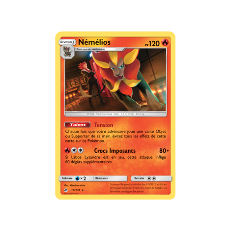 Némélios 19/131 : Joyau Holographique rare de l'extension Pokémon Lumière Interdite