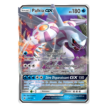 Carte Palkia - Holographique rare GX de Pokémon Lumière Interdite 20/131