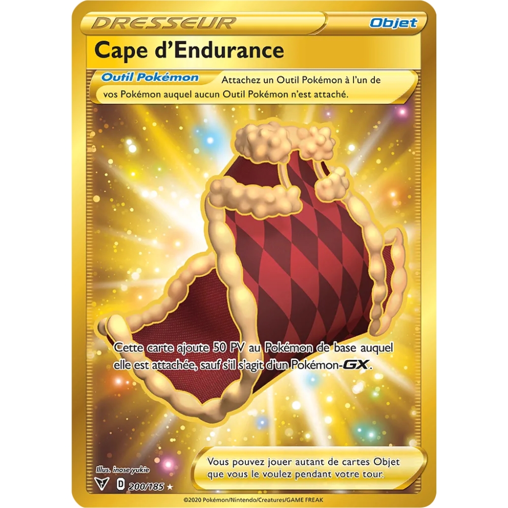 Découvrez Cape d'Endurance, carte Secrète rare de la série Épée et Bouclier Voltage Éclatant