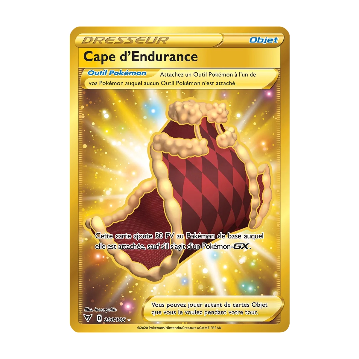 Découvrez Cape d'Endurance, carte Secrète rare de la série Épée et Bouclier Voltage Éclatant