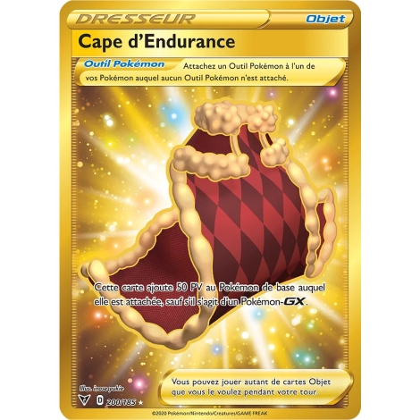 Découvrez Cape d'Endurance, carte Secrète rare de la série Épée et Bouclier Voltage Éclatant