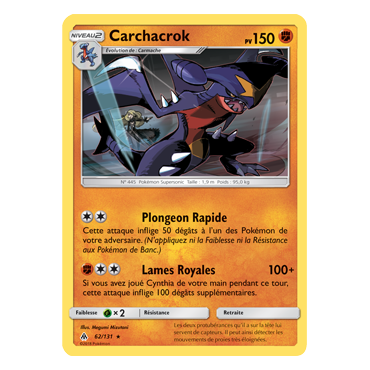 Carte Carchacrok - Holographique rare de Pokémon Lumière Interdite 62/131