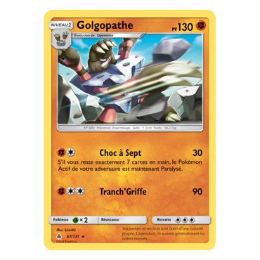Carte Golgopathe - Rare de Pokémon Lumière Interdite 67/131
