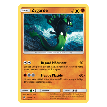 Découvrez Zygarde, carte Rare de la série Lumière Interdite
