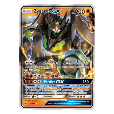 Carte Zygarde - Holographique rare GX de Pokémon Lumière Interdite 73/131