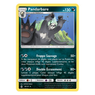 Carte Pandarbare - Rare de Pokémon Lumière Interdite 78/131