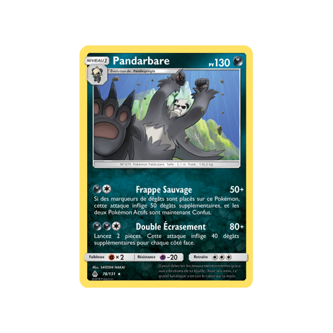 Carte Pandarbare - Rare de Pokémon Lumière Interdite 78/131