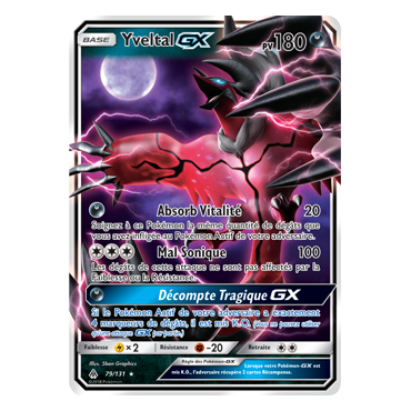 Carte Yveltal - Holographique rare GX de Pokémon Lumière Interdite 79/131