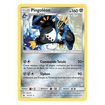 Découvrez Pingoléon, carte Holographique rare de la série Lumière Interdite