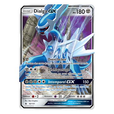 Découvrez Dialga, carte Holographique rare GX de la série Lumière Interdite
