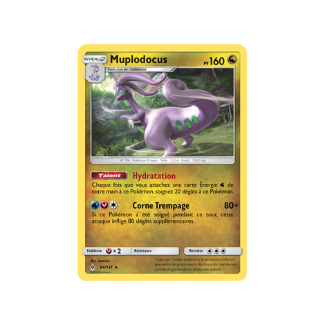 Carte Muplodocus - Holographique rare de Pokémon Lumière Interdite 94/131