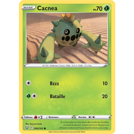 Cacnea 004/163 : Joyau Commune (Brillante) de l'extension Pokémon Épée et Bouclier Styles de Combat