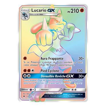 Carte Lucario - Arc-en-ciel rare de Pokémon Lumière Interdite 135/131