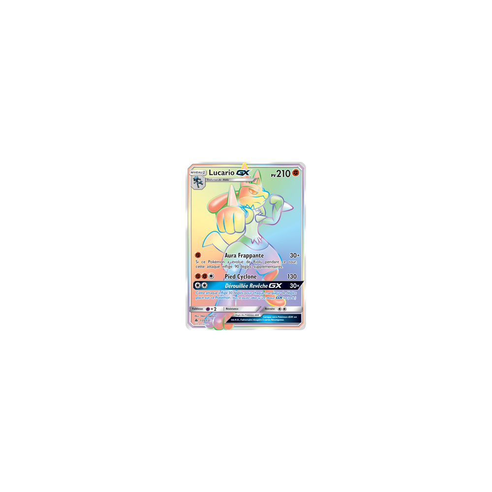 Carte Lucario - Arc-en-ciel rare de Pokémon Lumière Interdite 135/131