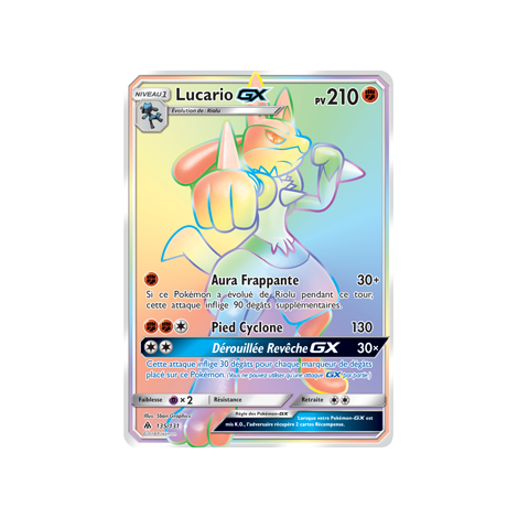 Carte Lucario - Arc-en-ciel rare de Pokémon Lumière Interdite 135/131